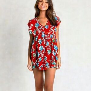 Anthro Patrons of Peace Red floral dress.